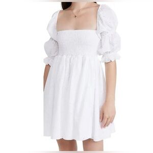 Revolve Misa Los Angeles Zadie dress mini puff sleeve size medium white eyelet
